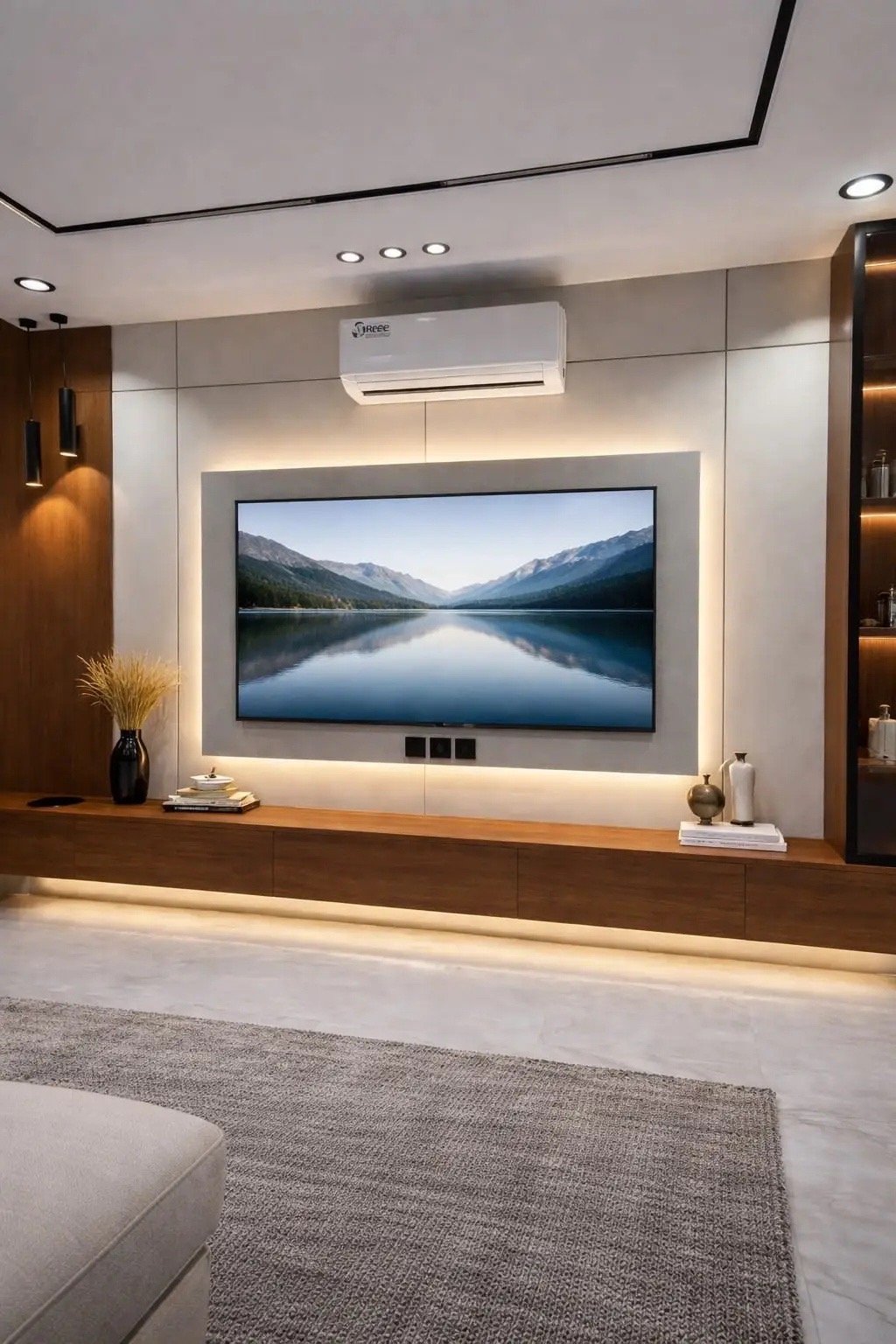 تفصيل ديكور شاشة تلفزيون في الدمام | تصميم جدار شاشة مودرن حسب المقاس