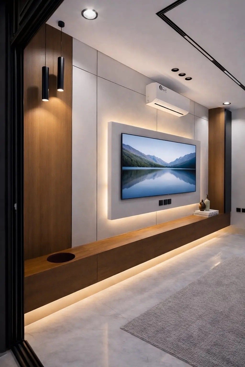 تفصيل ديكور شاشة تلفزيون في الدمام | تصميم جدار شاشة مودرن حسب المقاس