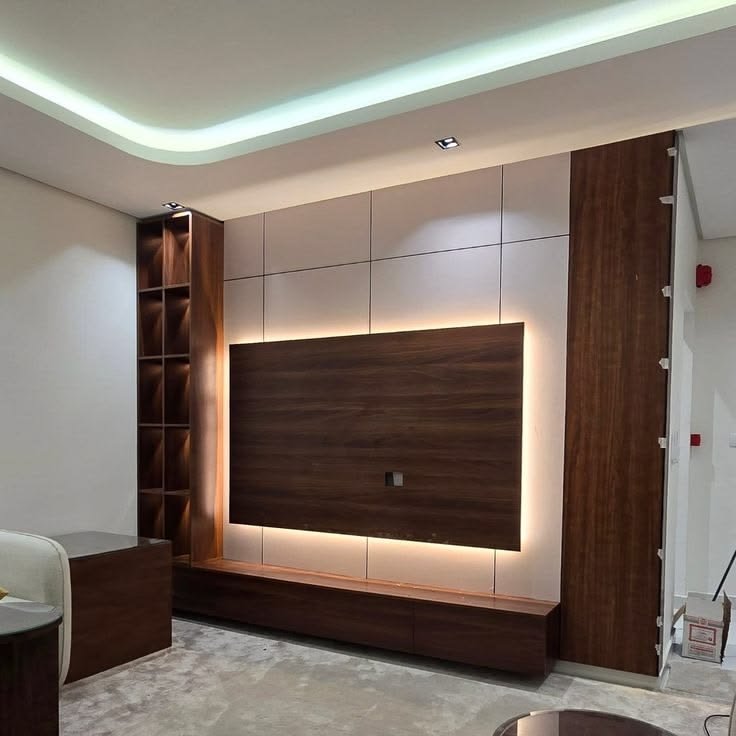 ديكورات شاشه تلفزيون الدمام | تصميم جدار تلفزيون عصري وفخم